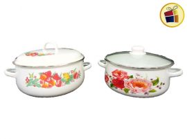 "P.R" CACEROLA ENLOZADA 24CM TAPA VIDRIO O ENLOZADA LABANIM (609030/673DG)