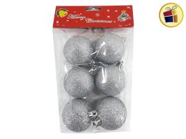"P.C1.C2"GLOBO N° 5 X6 PLATA CON BRILLO NAVIDEÑO FLUSS (BX-0027/700275)