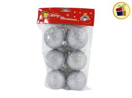 GLOBO N°6 X6 PLATA CON BRILLO NAVIDEÑO FLUSS (BX-0031/700312)
