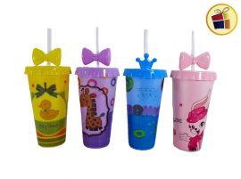 VASO PLASTICO INFANTIL ESTAMPADO SORBETE MOÑO 17.5CM POKA (NS230392/303923)