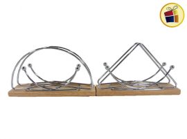 SERVILLETERO CROMO Y MADERA CON FORMA 16X9CM (010302/CK771030/020301/CK0772030)