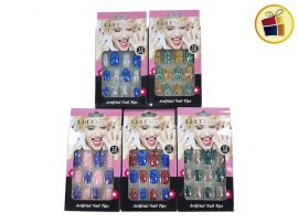 UÑAS POSTIZAS GLITTER DECORADAS CUADRADA EN CAJA (16861/SH03-05-05)