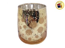 PORTA VELA VIDRIO ESPEJADO FORMA VASO 10CM BARCEL (902049/D503)