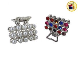 BROCHE METAL X1 CHICO CON STRASS Y PERLAS (471749)