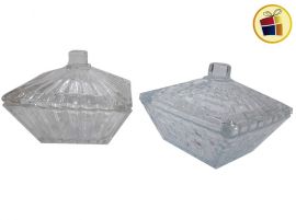 CARAMELERA VIDRIO CUADRADA TALLADA 12CM LABANIM (AD105-14/10514/105147/10513)