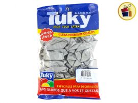 (P.VA.)GLOBO TUKY PLATA 9" X50 UND (000474/6065/06501) DERPOL TUKY