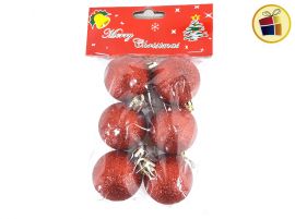 GLOBO N°4 X6 ROJO CON BRILLO  NAVIDEÑO FLUSS (BX-0022/430312)