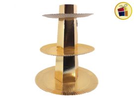 CONFITERA 3 PISOS C/BAND.20-23-28 PLATA Y ORO (7525/87525) COMERCIAL DAVIES