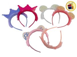 VINCHA INFANTIL OREJITAS CON VOLADO Y LENTEJUELAS (04810)