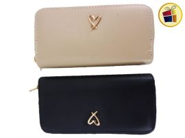 (PC-G-ST-R-F-B-RCIA)BILLETERA PARA DAMA DOBLE CIERRE APLIQUE CORAZON (78568)