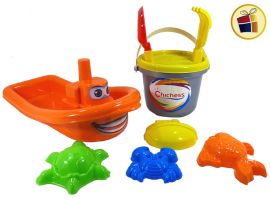 SET PLAYA BARCO -BALDE- CERNIDOR -PALA Y RASTRILLO CHICO + 4 MOLDES (301/993017)