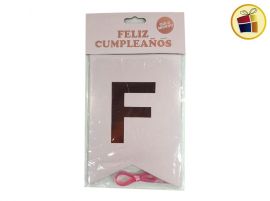(P.ST.C1.C2.F.B.RCIA.VA.)BANDERIN FELIZ CUMPLE GOLD ROSA  X1 (03348-83/06569) GOLD MUNDO 
