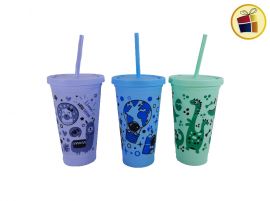 VASO PLASTICO  TAPA SORBETE ESTAMPADO LLAMA 15CM CLIKER (7597/196834)