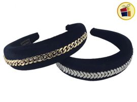 VINCHA ACOLCHADA CON CADENA DORADA Y PLATEADA (23922/1175-1176)