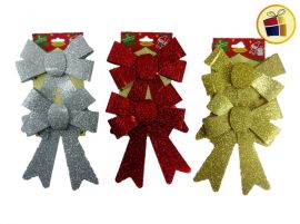 ADORNO NAVIDEÑO MOÑO BRILLOSO X2 17CM FLUSS (081759/070159/038-17-5)