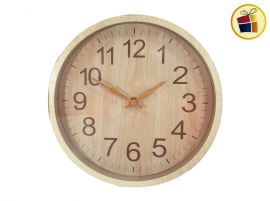RELOJ PARED REDONDO SIMIL MADERA 25CM POKA (CA3861/059287)