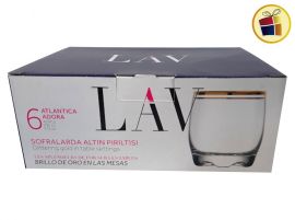 VASO WHISKY X6 ATLANTICA BORDE ORO 275CC SOIFER (35350/013966)