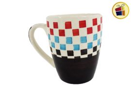 "P.C1.C2"JARRO MUG CONICO CERAMICA COMBINADO CUADROS 9.5CM FLUSS (BLC260/180137
