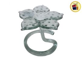 PORTA VELA VIDRIO FLOR GRANDE 13CM (052965) MES REGALERIA