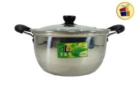 CACEROLA DE ACERO MANGO BAQUELITA T/VIDRIO PROFUNDA 24 X 12 CM (414541)