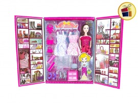 MUÑECA CON VESTIDOR  11 ACCESORIOS CAJA FLUSS (WX82-1/434321)