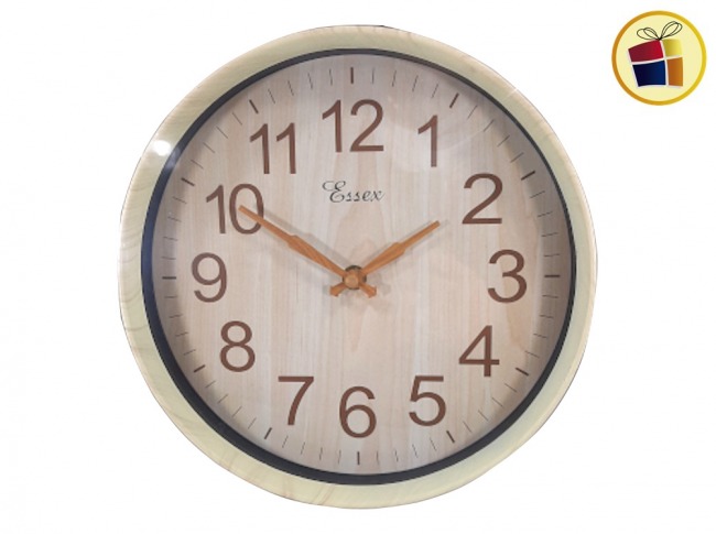 RELOJ PARED REDONDO SIMIL MADERA CLARA 25CM SHIPY (CA4870/418644)