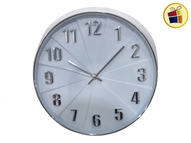 RELOJ DE PARED REDONDO NUMEROS CON RELIEVE 30CM  POKA (CA3696/110129)