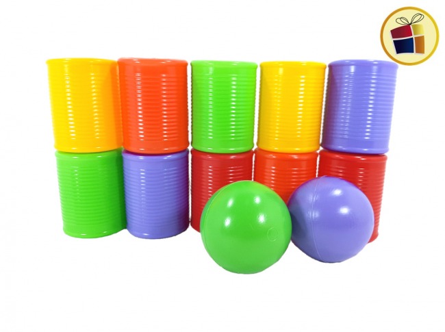 N22 JUEGO TUMBALATAS PLASTICO  X10 + 2 PELOTAS  GREEN (4-54/994140)