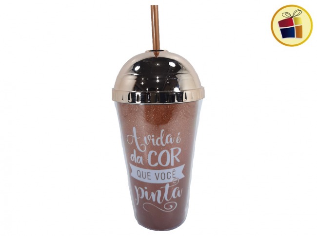 "O.F"VASO ACRILICO PARA LICUADO FRASES SORBETE 20CM POKA (NS217661/176611)