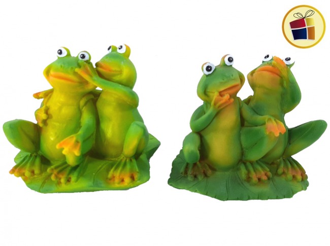 ADORNO RANAS  SENTADAS SOBRE HOJA 9CM NICO  (156/101018)