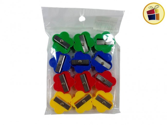 ###SACAPUNTA PLASTICO FORMA FLOR X12 UN. (951052) (CH)