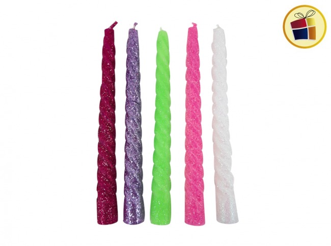 VELA TORNEADA GRANDE CON BRILLO X1 (57023) COTILLON FANTASIA