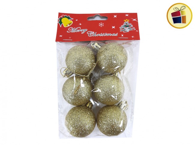 GLOBO N°4 X6 ORO CON BRILLO NAVIDEÑO FLUSS (BX0021/700213)