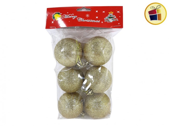 GLOBO N°6 X6 ORO CON BRILLO NAVIDEÑO FLUSS (BX-0029/700299)