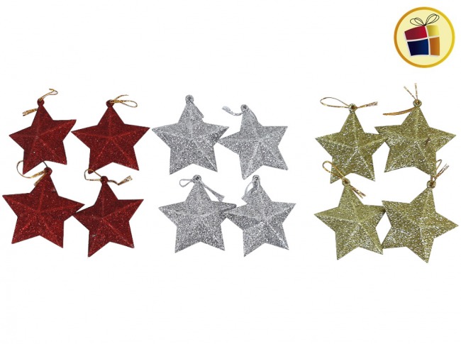 ADORNO NAVIDEÑO ESTRELLA X4 CON BRILLO FLUSS (C161-15-15/150151)