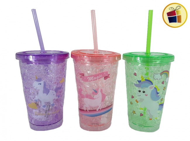 "O.F"VASO ACRILICO PARA LICUADO SORBETE Y GEL REFRIGERANTE 16CM 450ML POKA (NS258682/300264) 