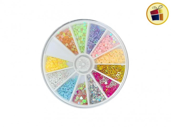 APLIQUES PARA UÑA GLITTER EN ESTUCHE (023015/SH03-06-03)