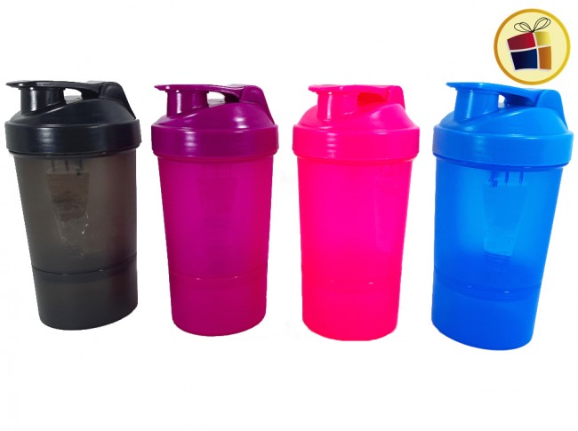 BOTELLA PLASTICA CON MEZCLADOR PARA BATIDO  400ML POKA (NS204707/703058)