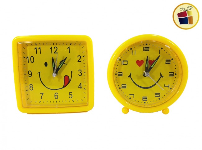 RELOJ DESPERTADOR CON CARITAS 11CM (056327/PP2583/PP2584)
