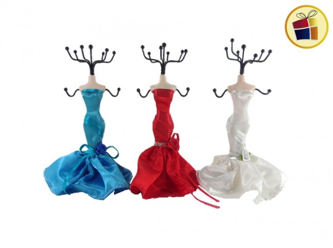 (OFERTA FINAL) PORTA BIJOU CHICO VESTIDO LISO CON FLOR Y MOÑO CH (611724)