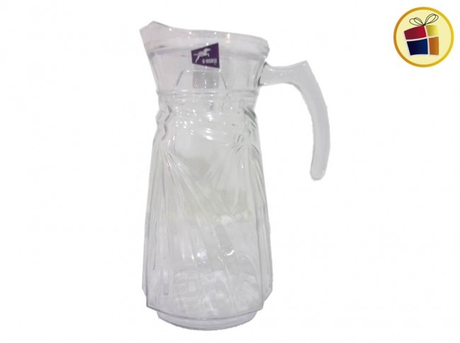 JARRA DE VIDRIO TALLADA TAPA ACRILICA 1800 ML  BASE CUADRADA GLASS JUG SHIPY (G01-W/110017)