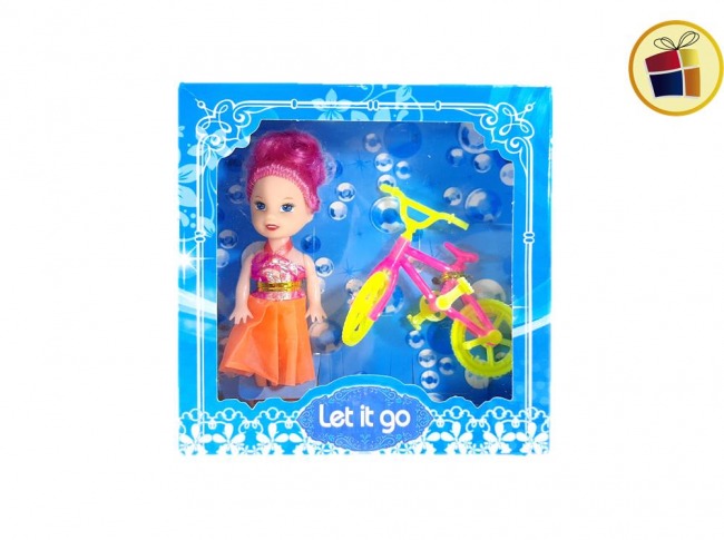 "P.R"MUÑECA MINI + BICICLETA 10CM CAJA VISORA SEBIGUS (50510/066837)