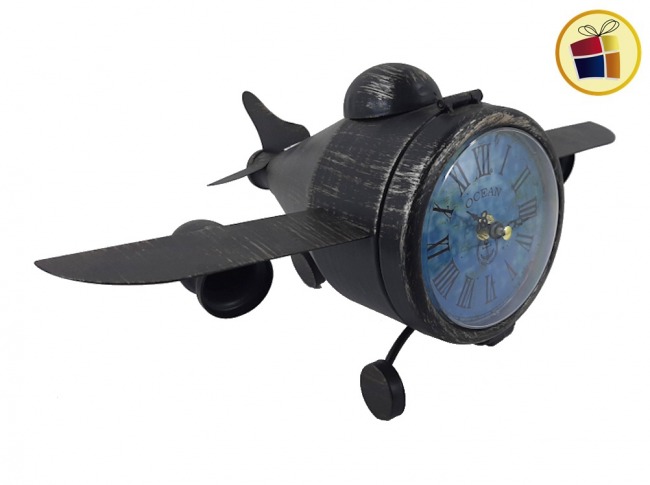 RELOJ METAL VINTAGE AVION ANTIGUO (CF12358/147609)