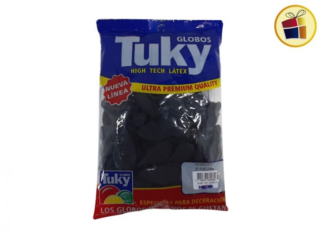 (P.VA.)GLOBO TUKY NEGRO 9" X50 UND (000434/6008/00806) DERPOL TUKY