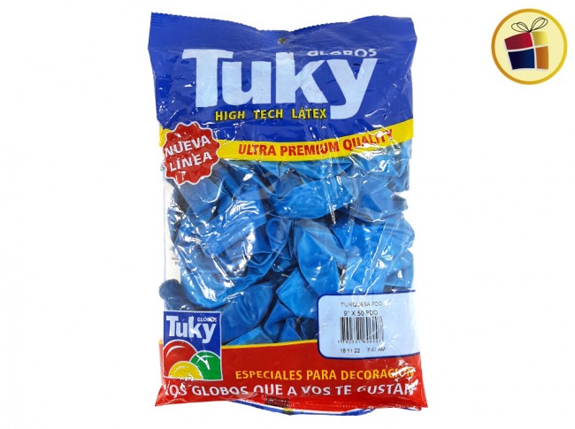 (P.VA.)GLOBO TUKY TURQUESA 9" X50 UND (000482/6069/06907) DERPOL TUKY
