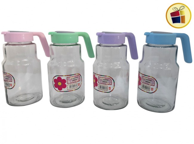 JARRA VIDRIO DAYS TAPA PLASTICA COLOR PASTEL 1300CC (0XC34-HXS2/002898)