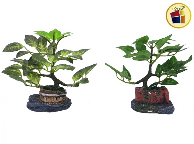 ADORNO BONSAI CERAMICA HOJAS VERDES 13CM NICO (525/495613)