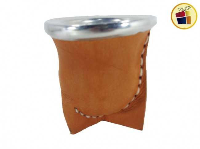 MATE DE VIDRIO VAQUETA FORRADO CUERO COCIDO 10 CM MATE FABI (189/009/162765)