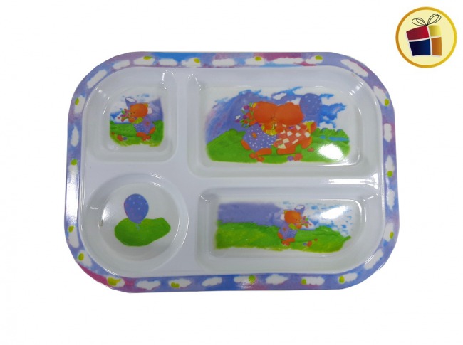 PLATO INFANTIL DE MELAMINA 4 DIVSORIAS  28CM (716864/DD1686/8814/1003)