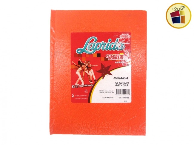 CUADERNO X50 HJS RAYADAS T/C ARAÑA NARANJA LAPRIDA (002437)